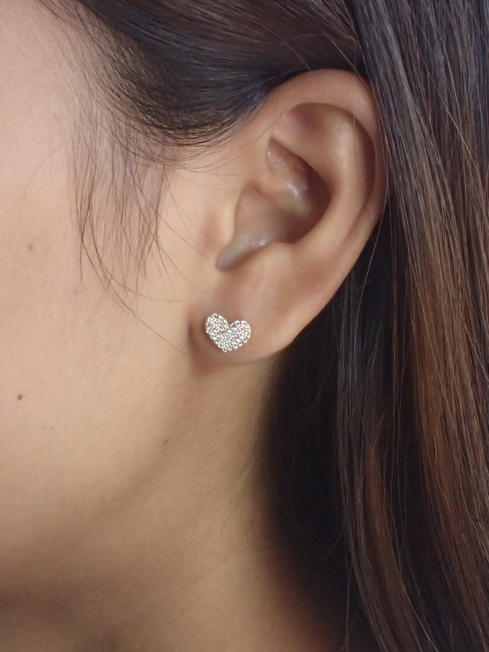 Heart Stud Earrings / Moissanite Heart Earrings / Crystal Heart Tragus / Cartilage Stud / Earrings for Women